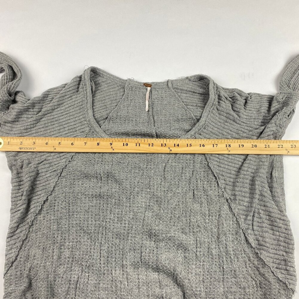 Free People Ventura Waffle Knit Hi Lo Shirt Women's Size M Gray - Picture 12 of 16